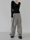 Button Slim V-Neck Tee