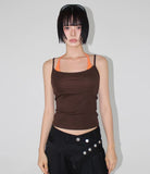 [with cup] TWO TONE HALTER TOP
