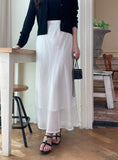 Ain Dot Chiffon Banding Long Skirt