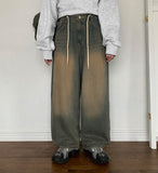 Sano Strap Wash Denim Wide Pants