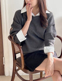 Hashu Shirt Layered Knit (Belt Set)