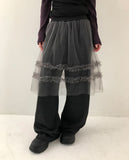 Savon Tulle Skirt Layered Brushed Skirt Pants