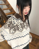 Neuel Nordic color matching collar loose fit long sleeve knit