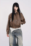 Northway washed leather collar jumper