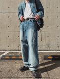 Faber slub washed wide denim