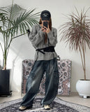 Dianne Curved Cargo Denim Pants