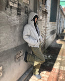 Monning String Two-Way Hooded Overfit Lightweight Padding Jumper