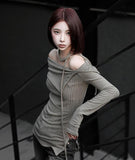 Draped Eyelet Off-shoulder Top