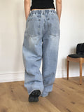 [MADE] Betts Light Washing Back Banding Denim Long Wide Pants