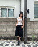 Cane Dot Frill Shirring Cap Short Sleeve T-Shirt