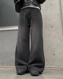 [A/M] Khama Black Denim Washing Wide Pants