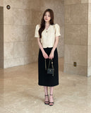 Koran V-Neck Puff Short Sleeve Tweed Jacket
