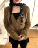 Laha Angora V-neck Fur Cardigan