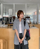Lupin Summer Seersucker Check Over Short Sleeve Shirt