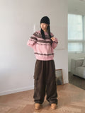 Babe Vintage Snowflake Nordic Round Long Sleeve Knit