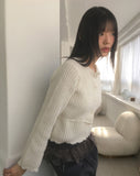 Keyshall string wavy round knit cardigan