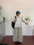 Kiken Shirring Round Short Sleeve Blouse