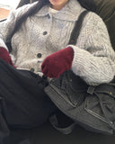 Naming Wool Bocashi Knit Touch Hole Finger Gloves