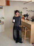 Kyopa cut brushed denim wide pants