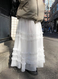 Pebble Tiered Frill Lace Tulle Long Skirt