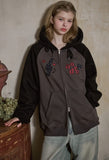 [2-WAY] Melody Patch Raglan Hood Zip-Up