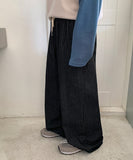 Sokoy Banding Waist Wide Denim Pants