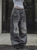 Hidden String Embo Coated Oil Denim Pants