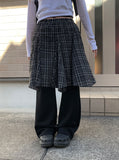 Teten Check Unbalance Midi Skirt