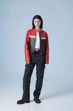 Lambskin cropped biker jacket