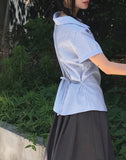 Tapee stripe ribbon strap pocket shirt