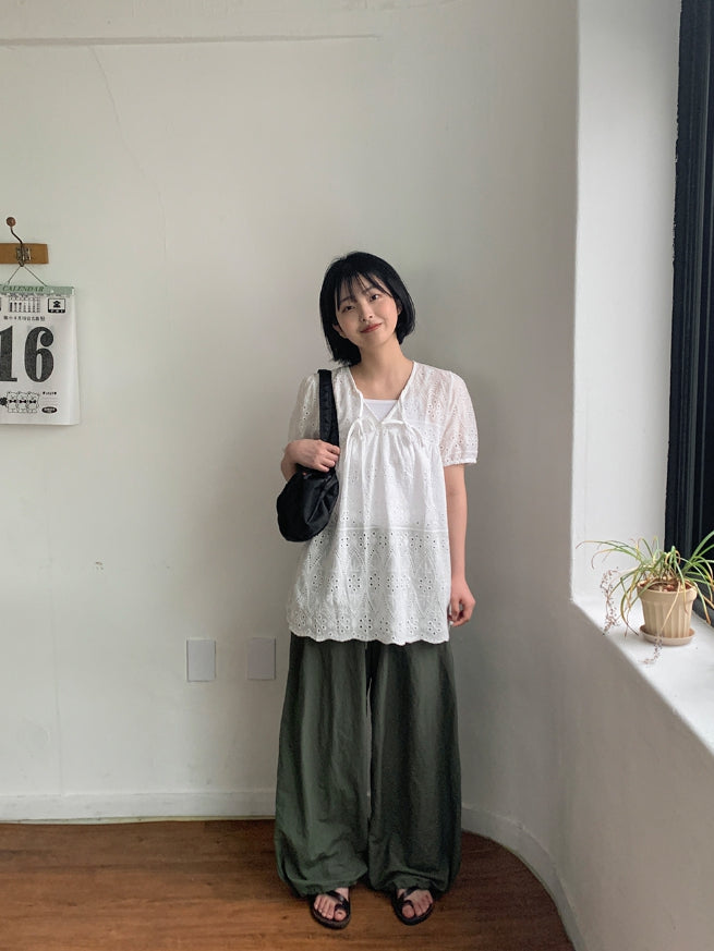 【BAON】[unisex] Fine Rivet Nylon Banding Wide Pants BAON (バオン) - [男女兼用]ファインリベットナイロン