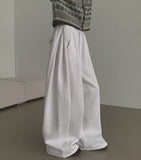 Back Pocket Double-Side Brushed Folding Long Wide Banding Pants