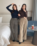 Anvel Belloa Corduroy Pintuck Wide Pants