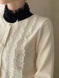 Tilla Layered Color Matching Pearl Lace Polar Knit