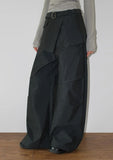 [SET] BELTED WRAP SKIRT PANTS