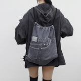 LINE denim string backpack