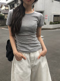 [Planning] Niu Shirring Short Sleeve T-Shirt