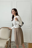 All-Grit Check Unbalanced Pleated Banding Skirt