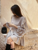 Charili Frill Long Blouse Knit Vest Two-Piece