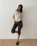 Leon Button Capri Denim Three Quarter Pants