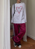 Heart point lettering cotton long sleeves