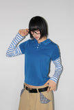 STRIPE LAYERED COLLAR TEE