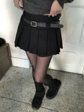 Elda Wool Belt Pleated Mini Skirt