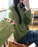 Ponce Punching Loose Fit Long Sleeve Long Knit