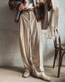 Deep corduroy one-tuck pants