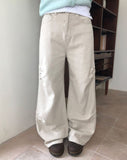 Deo Side Rivet Snap Button Cotton Pants