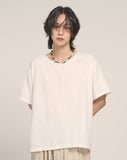 [MADE] Summer linen Basic U-neck shorts-sleeve T