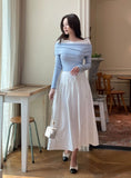 Eki Banding Shirring Flare Long Skirt