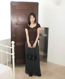 Shocker See-Through Cut Shirring Short Sleeve T-Shirt