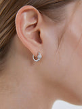 Orbit Silver (W) Point Pave One-Touch Earrings